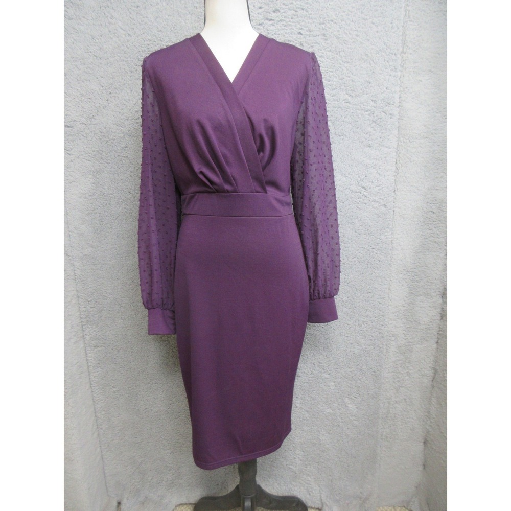 Grace Karin Occasion Dress Womens M Purple Sheath Faux wrap Cocktail Wedding‎